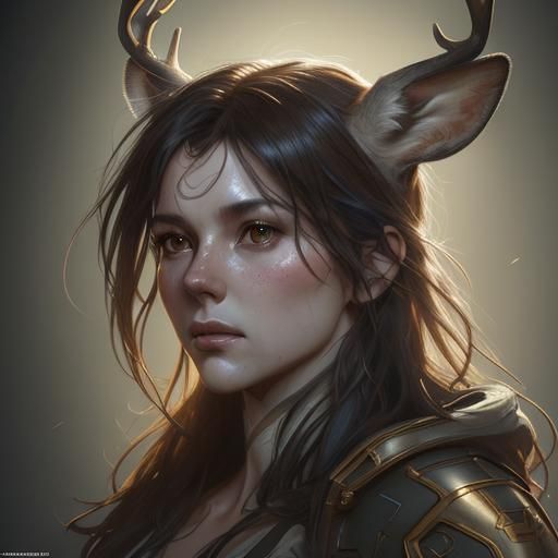 Detailed Deer Portrait in Digital Art Style