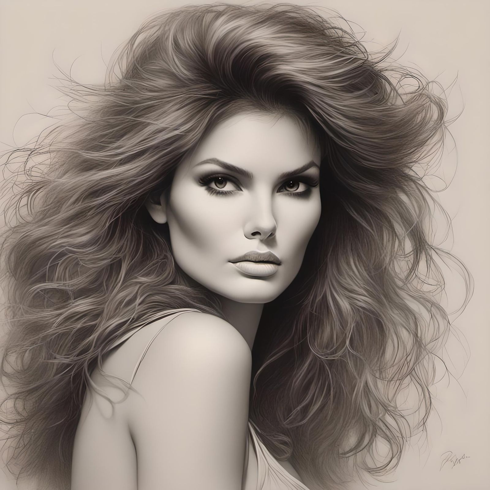 Raquel Welch Pencil Drawing with Loomis Method