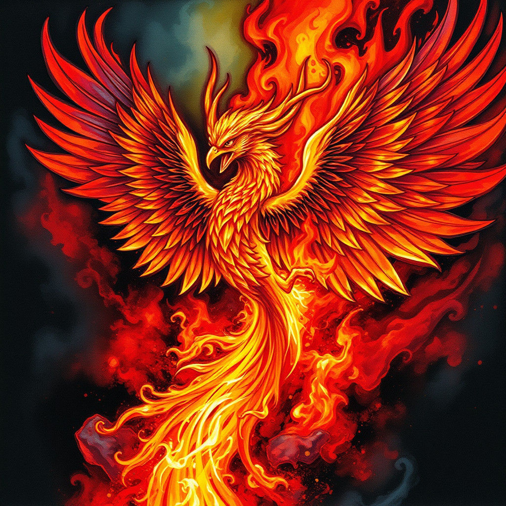Phoenix Reborn: A Vibrant Alcohol Ink Fantasy
