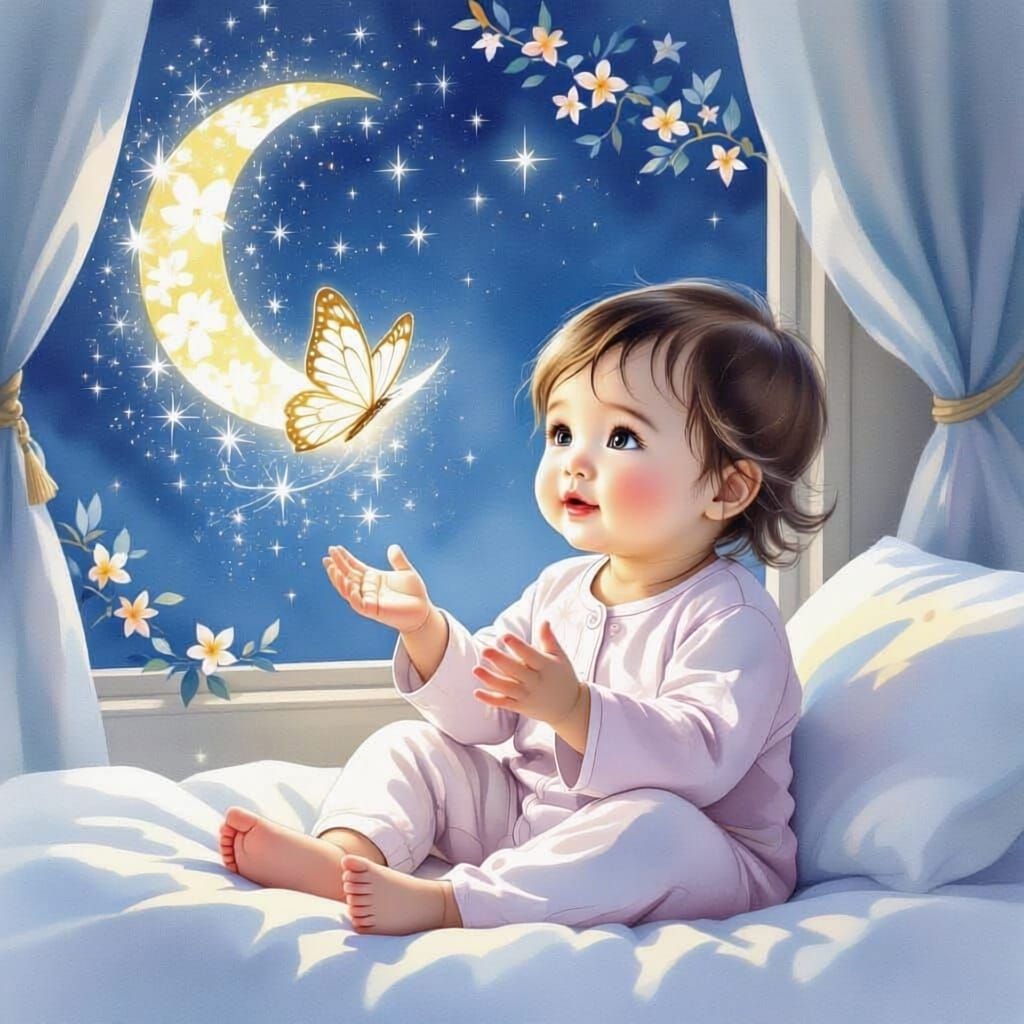 Enchanted Baby Girl and Stardust Butterfly