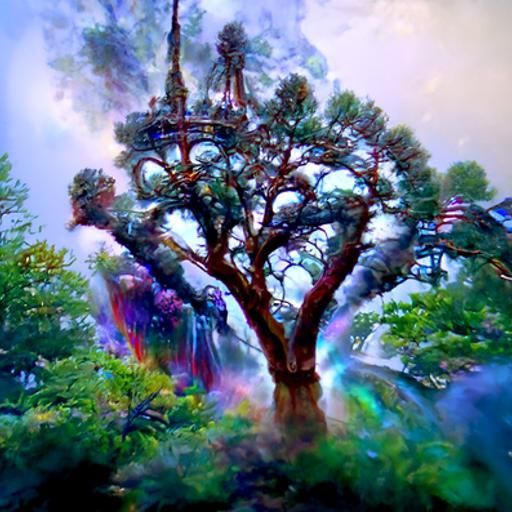 Ethereal Tree of Life in Fantasy Landscape