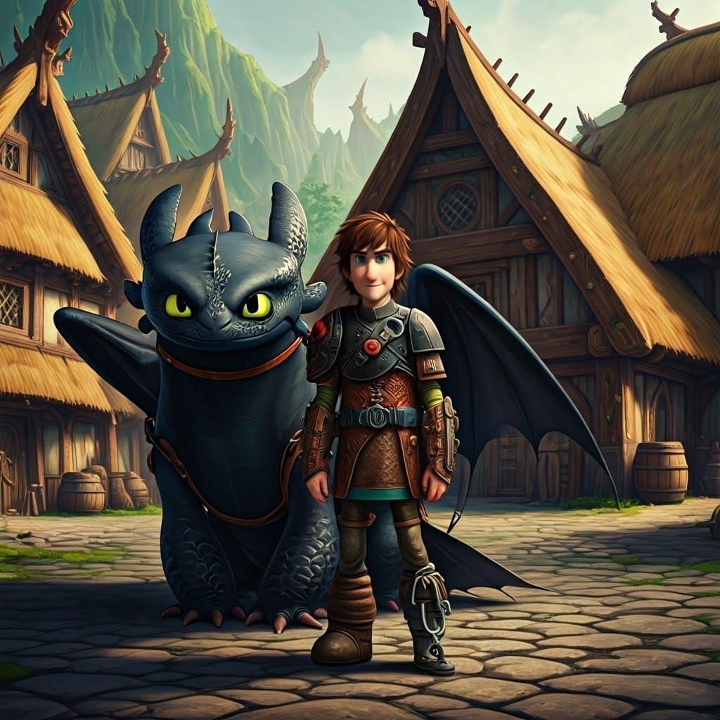 Hiccup and Toothless in Berk: Fantasy Concept Art