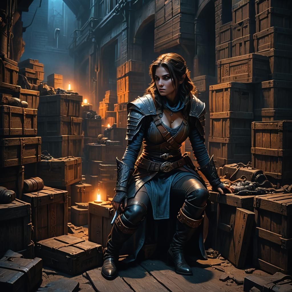 Fantasy Rogue in Dark Alley, Digital Matte Painting