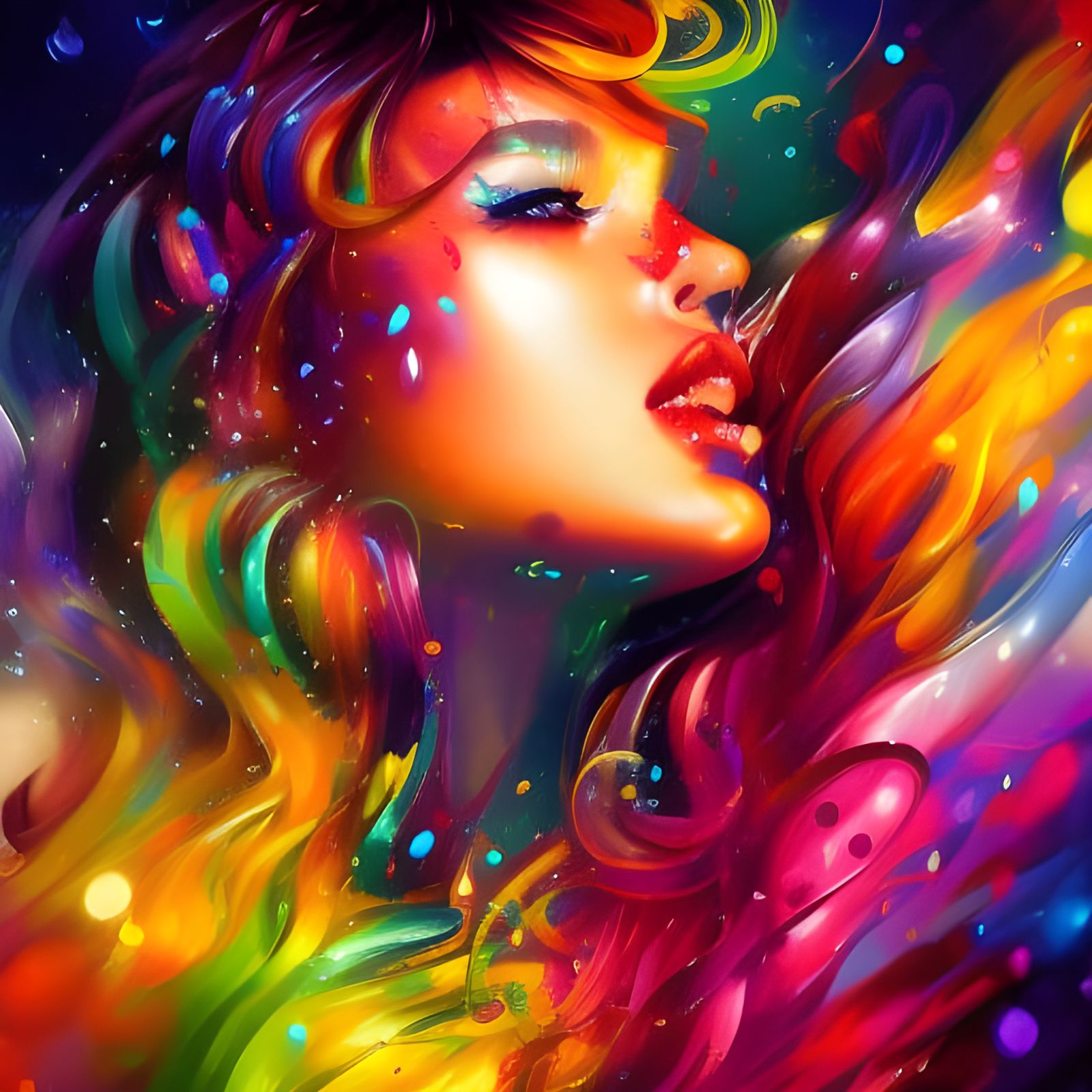 Colorful Graffiti Art Portrait with Sparkly Accents