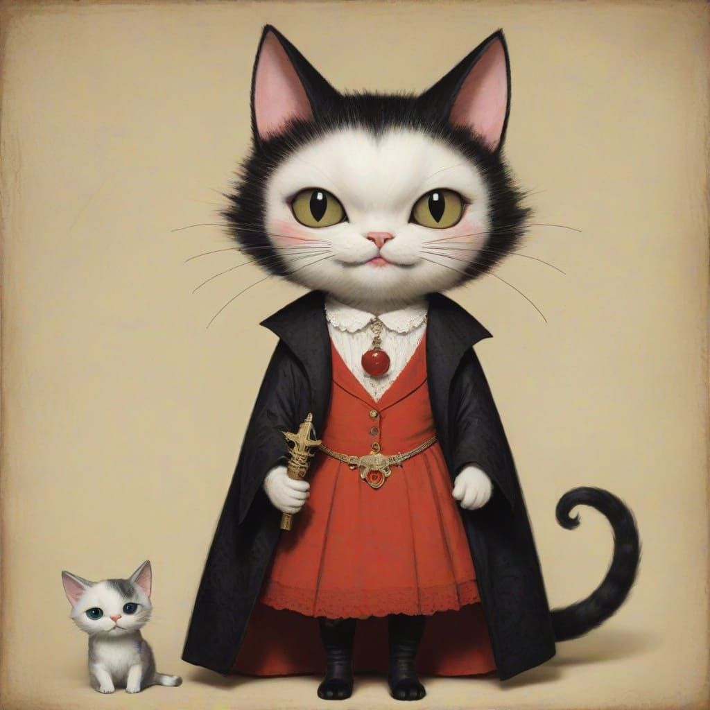 Vampire Cat Body Swap in Fauvist Style