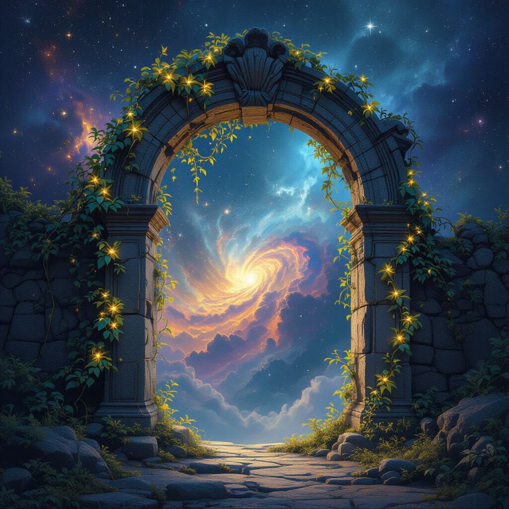 Cosmic Archway to Infinite Nebula: Epic Digital Matte Painti...
