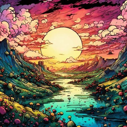 Sunset River Reflection: A Tranquil Landscape