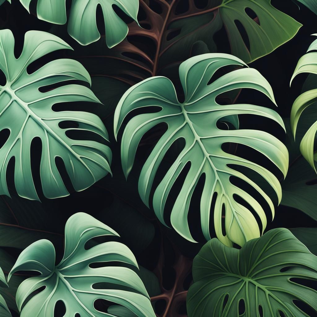 Intricate Monstera Leaf Wallpaper Pattern in Matte Painting ...
