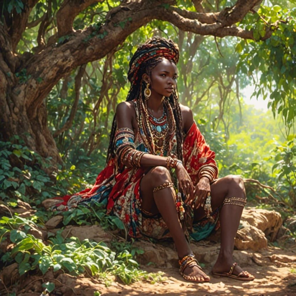 Kenyan Massai People in Animation Style