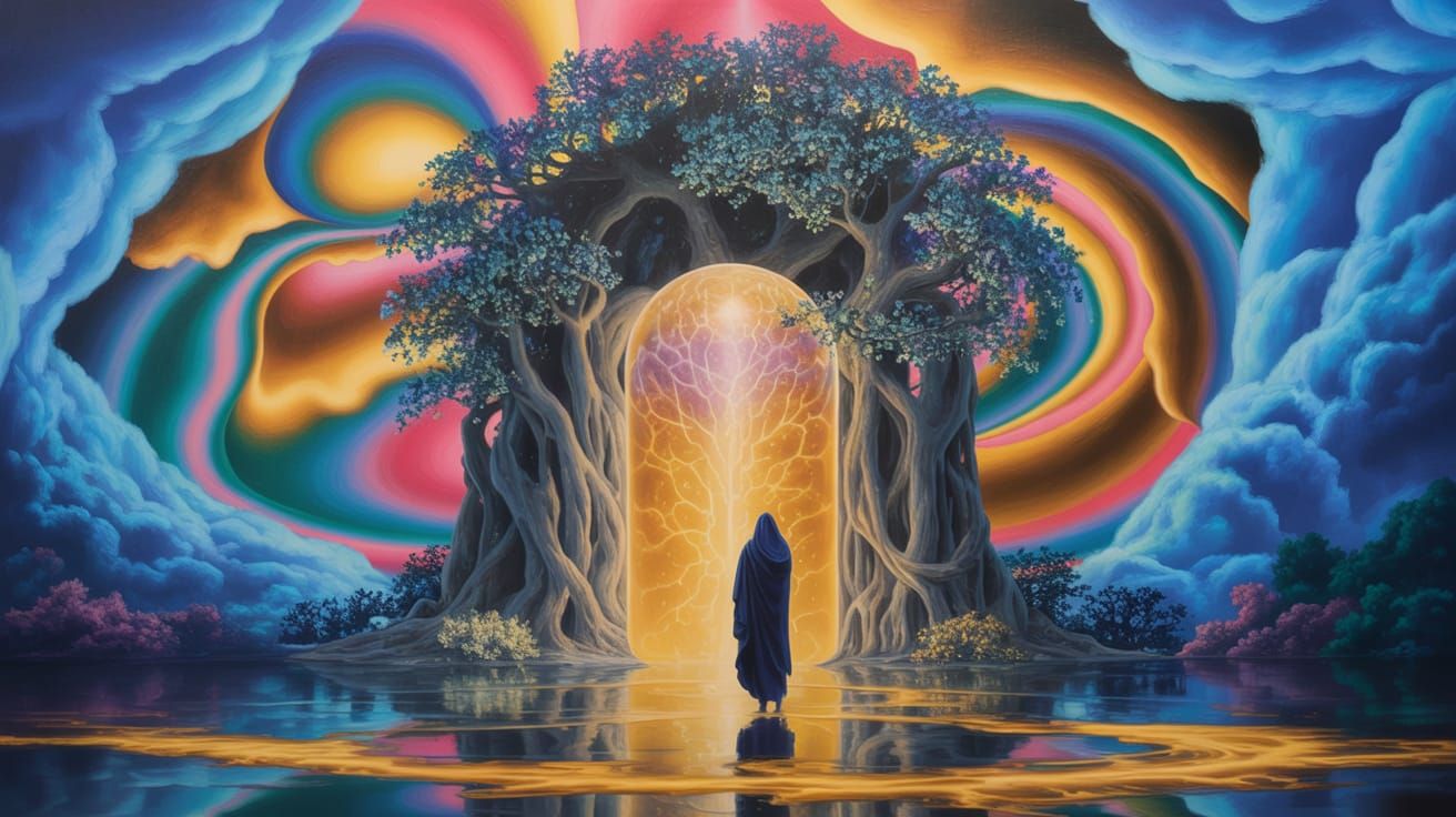 Magical Tree Within Crystal Sphere Oil Painting