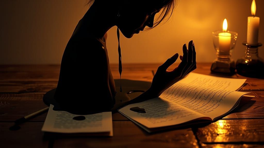 Ink Silhouette Writes Herself Into Existence by Candlelight