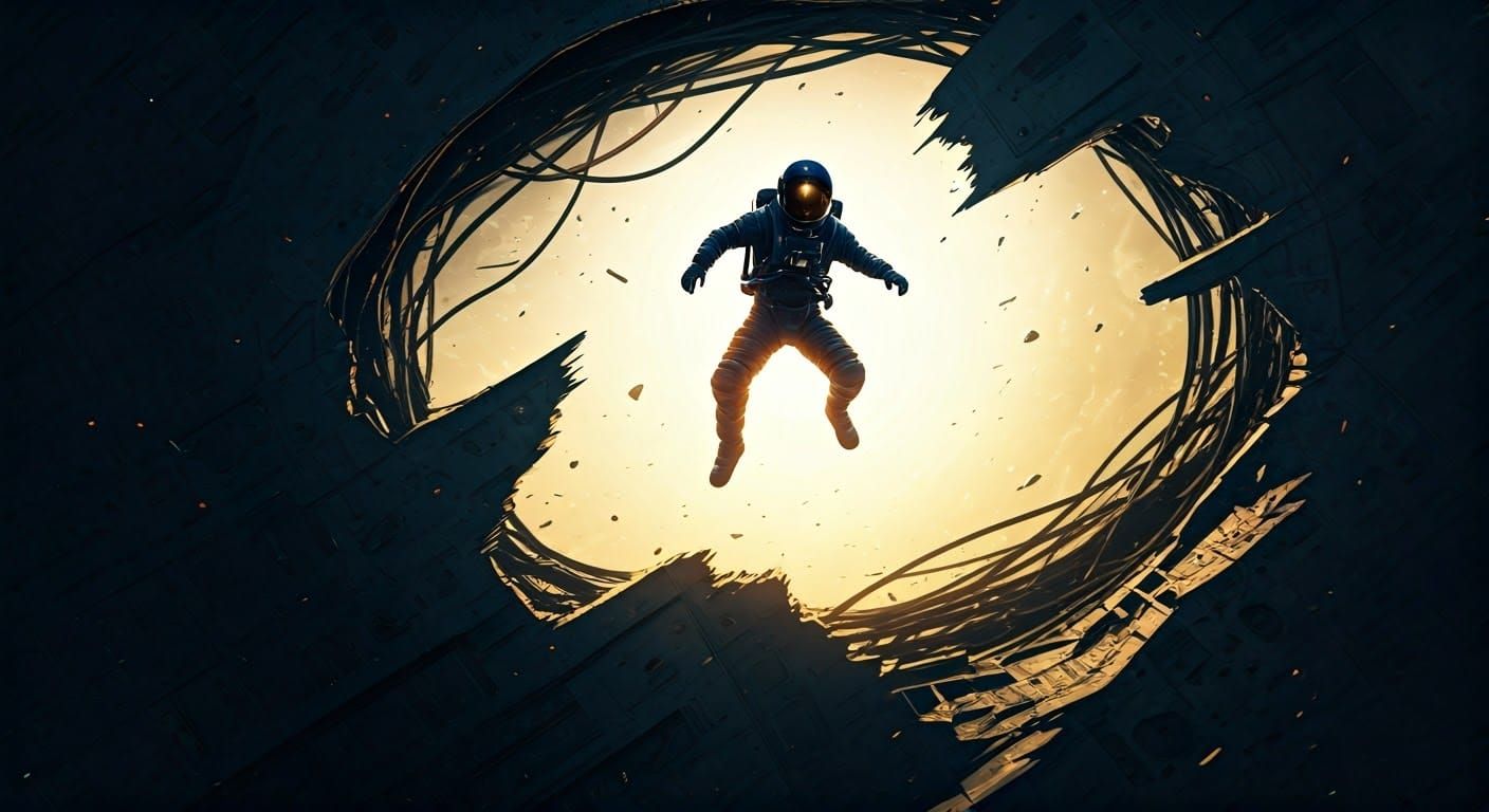 Epic Space Battle: Astronaut Leaps Between Spaceship and Der...