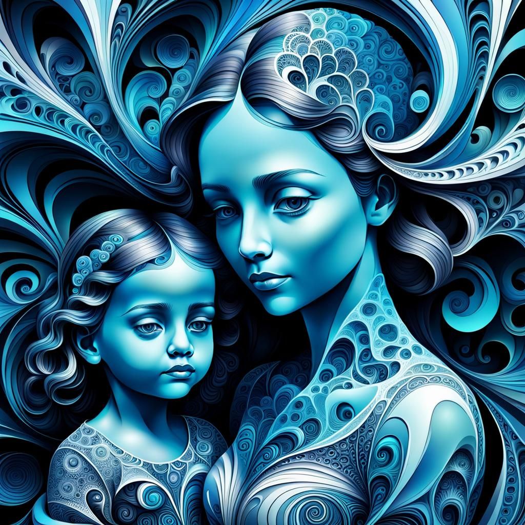 Abstract Mother and Child Fractal Design