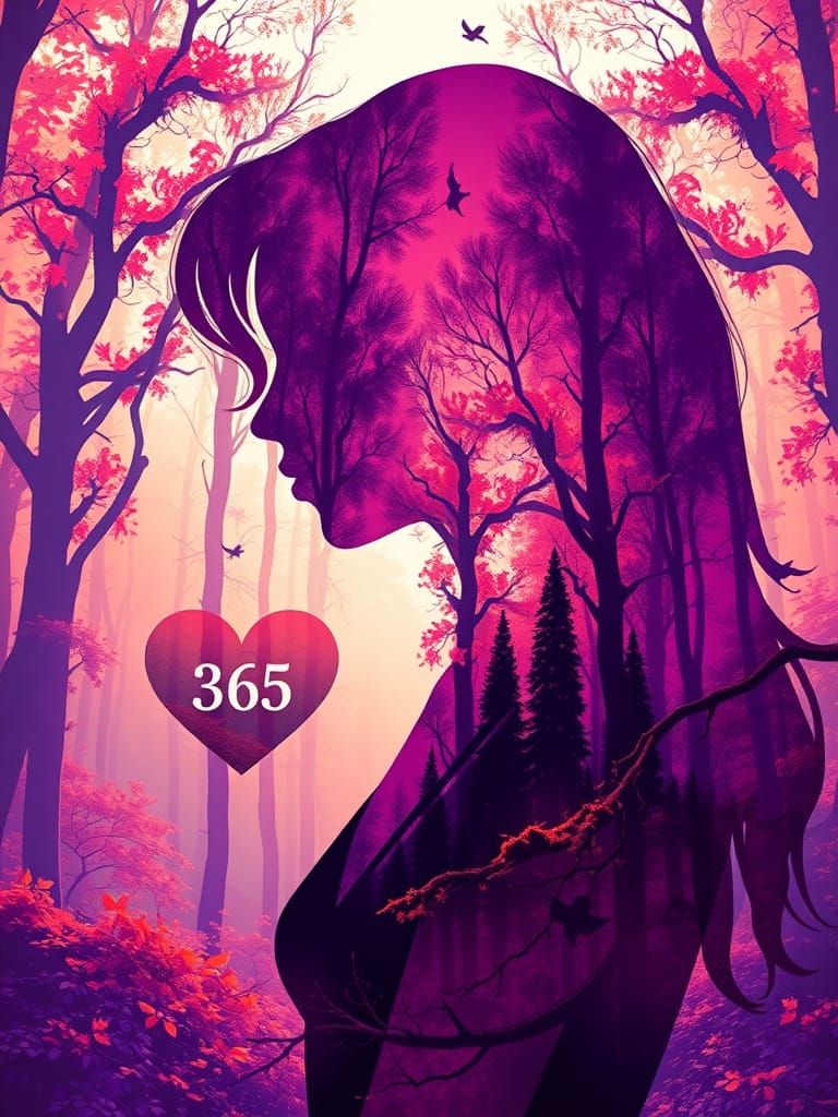 Poison Ivy Silhouette in Enchanted Forest, Digital Painting