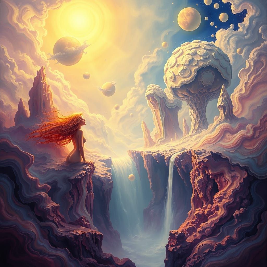 Ethereal Dreamscapes with Iridescent Colors and Mystical For...