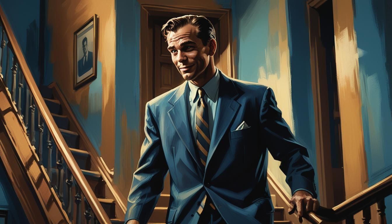 Film Noir Businessman with Wicked Grin