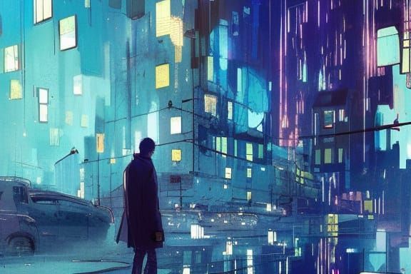 Detective in Blue Coat in Prismatic City