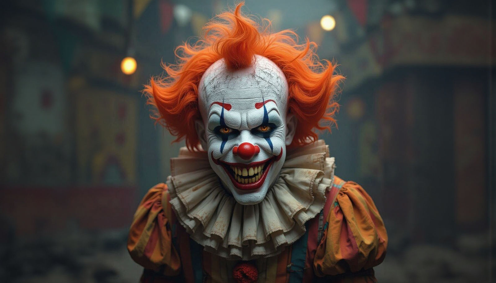 Fierce Clown Monster with Sharp Teeth