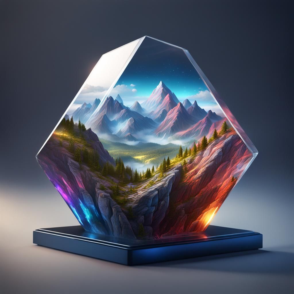 Mountains Refracted Through Glass Prism