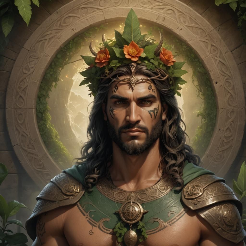 Endovelicus: Handsome Pagan God in Art Nouveau Style