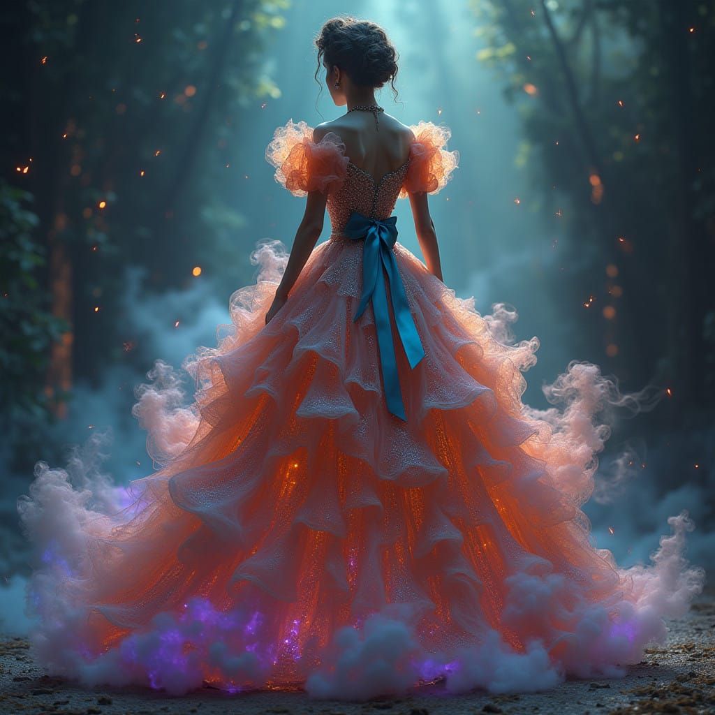 Enchanted Vortex Gown: A Mystical, Crystal-Encrusted Ballgow...