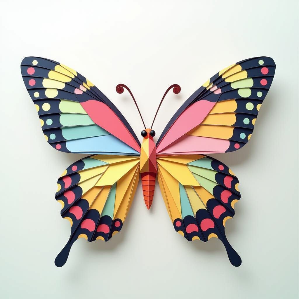Vibrant Origami Butterfly in Surreal Pop Art Style