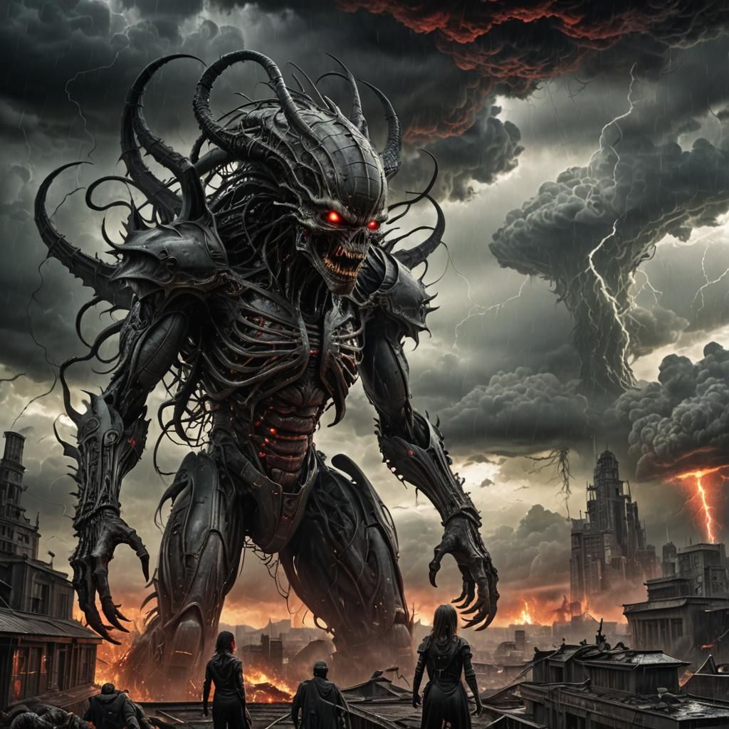 Dystopian Zombie Woman in Giger Style