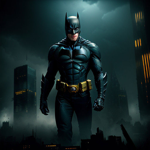Dark Knight in a Futuristic Gotham Ruins