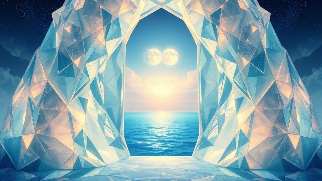 Ethereal Crystal Portal Between Dimensions