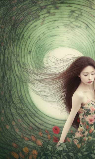 Woman With Flower: Etching and Aquatint Render