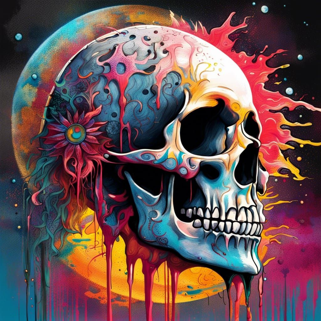 human skull, moon , Gothic