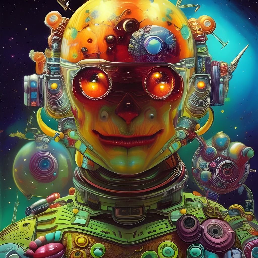 Astronauts Trapped in Amber: Surreal Digital Art