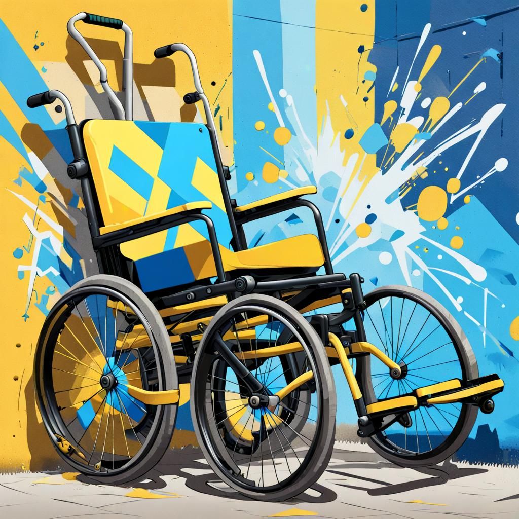 Colorful Cubist Wheelchair in Graffiti Street Art Style