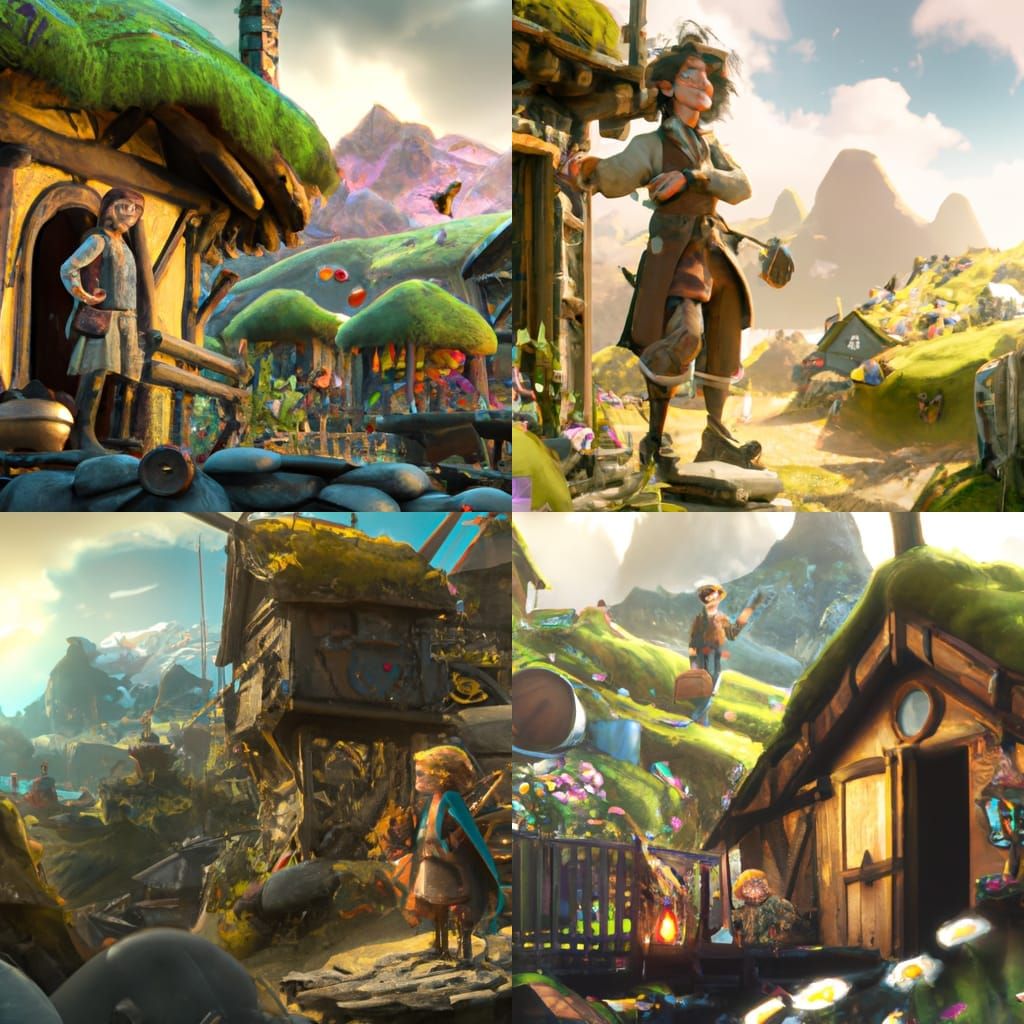 Bilbo Baggins in a Fantastical Landscape