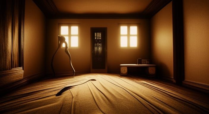 Eerie Sci-Fi House Interior in Liminal Space