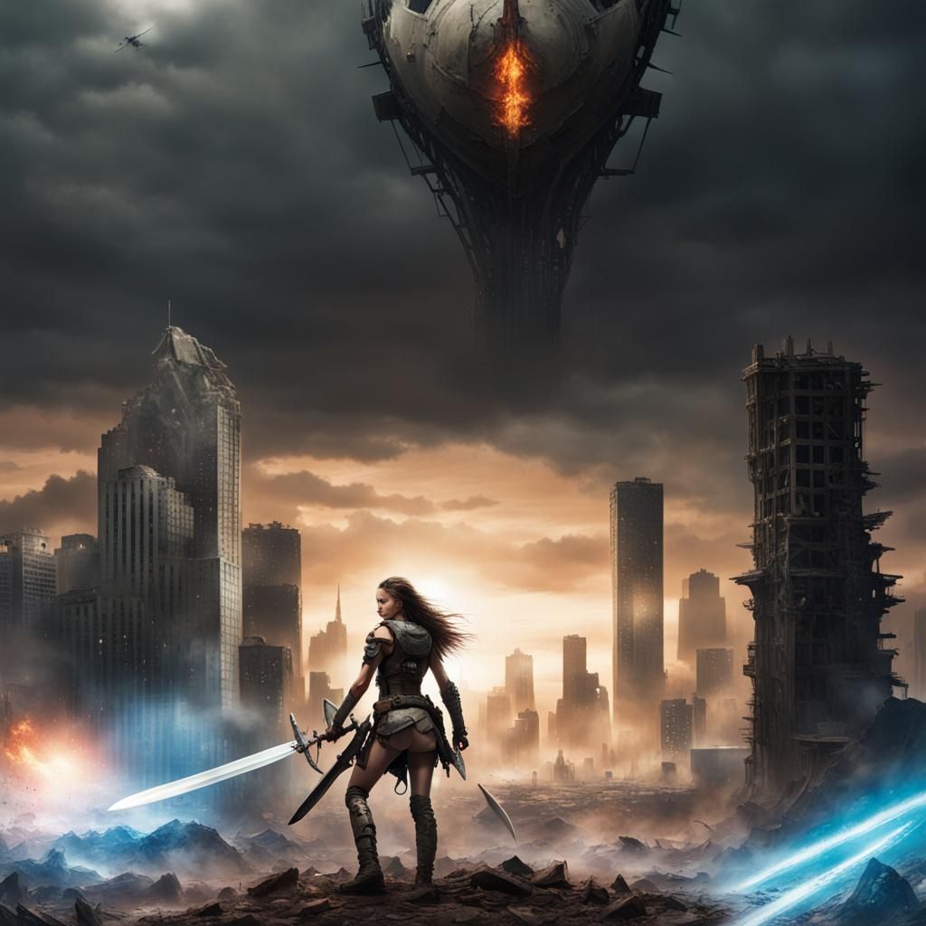 Warrior Woman Battles in Dystopian Future