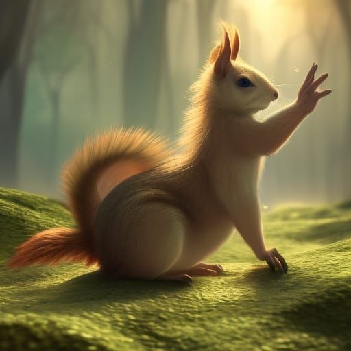 Albino Squirrel Person in Dark Fantasy Style