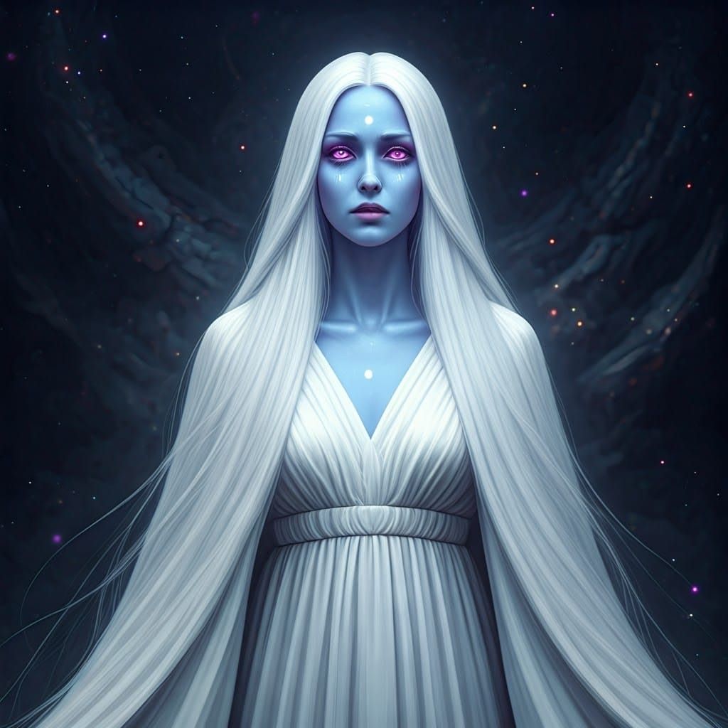 Ethereal Woman Amidst Divine Chaos, Professional Photography