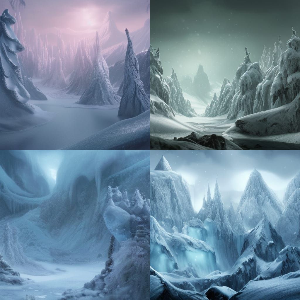 Winter Snow Forest and Mountain Landscape