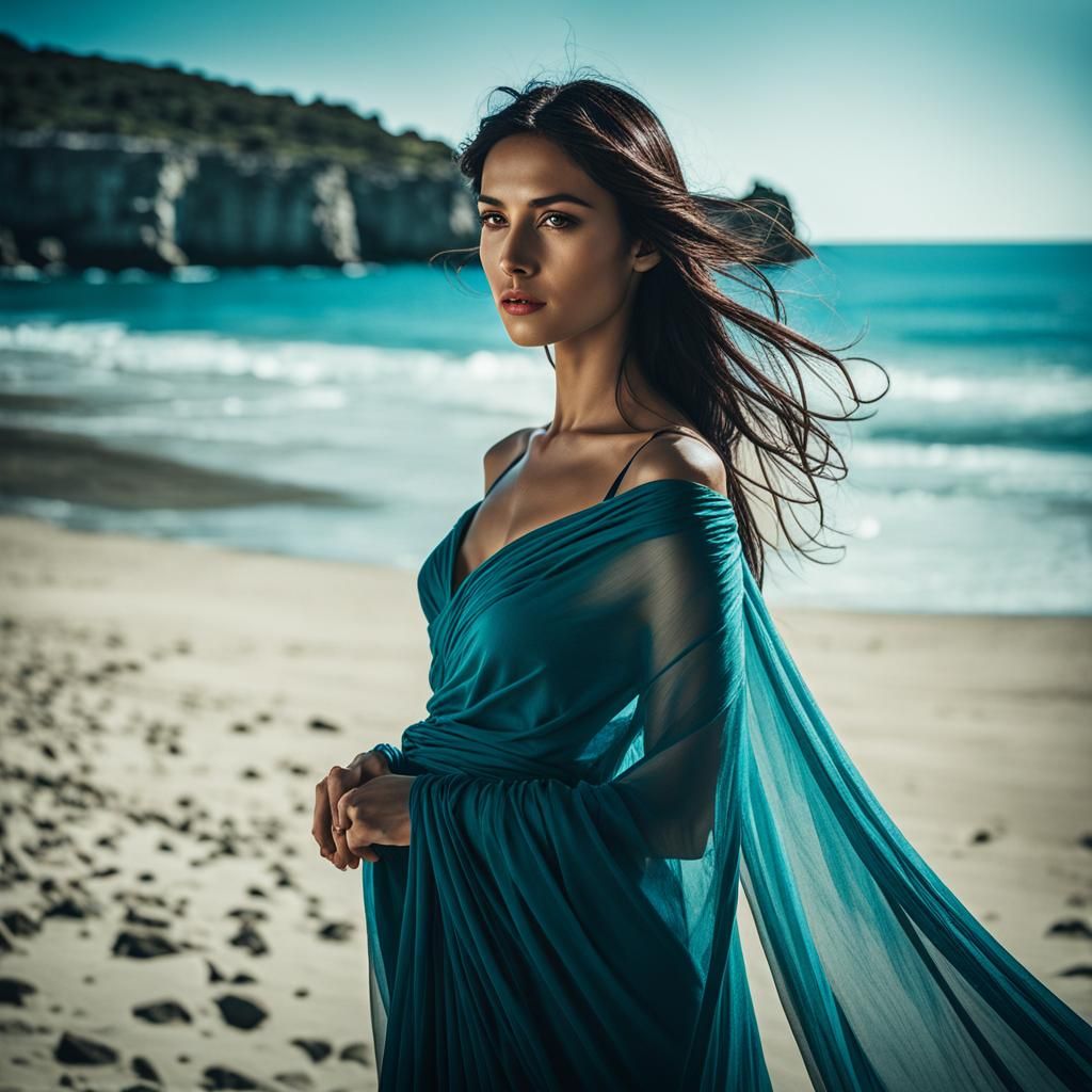 Goddess in Veils: A Cinematic Film Still