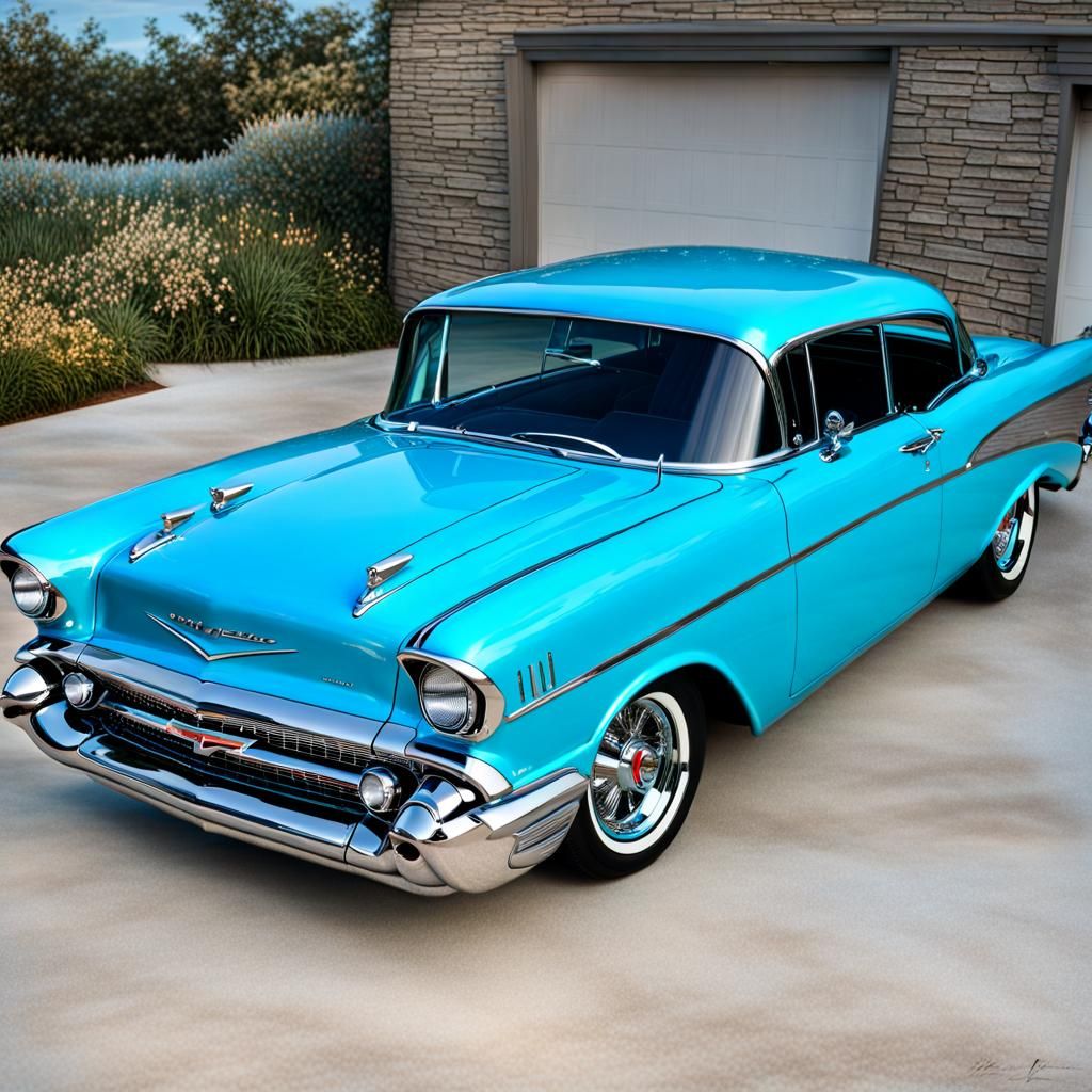 Stunning 1957 Chevy in Light Blue, Metallic Finish