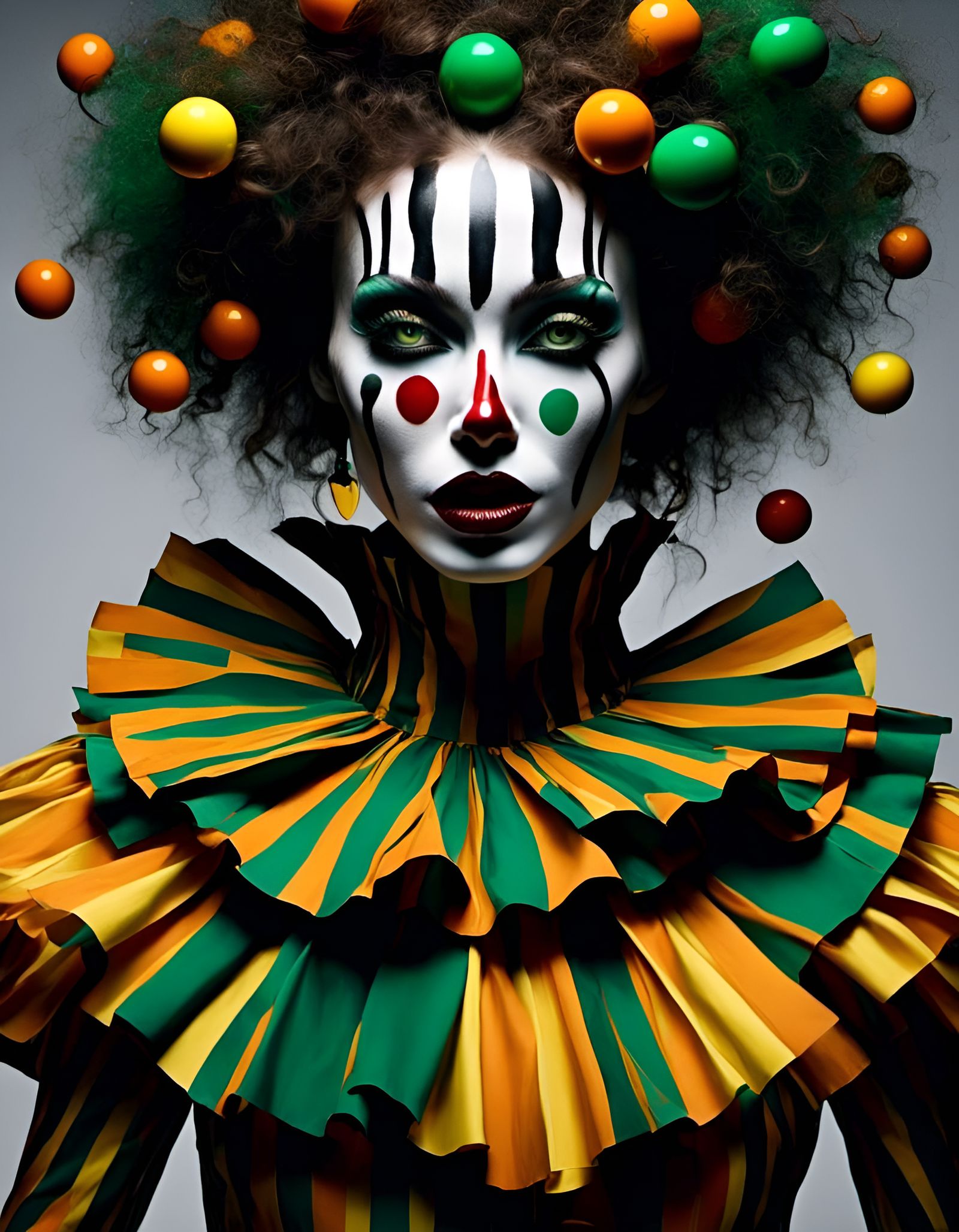 Radiant Clown Portrait in Toyism Style