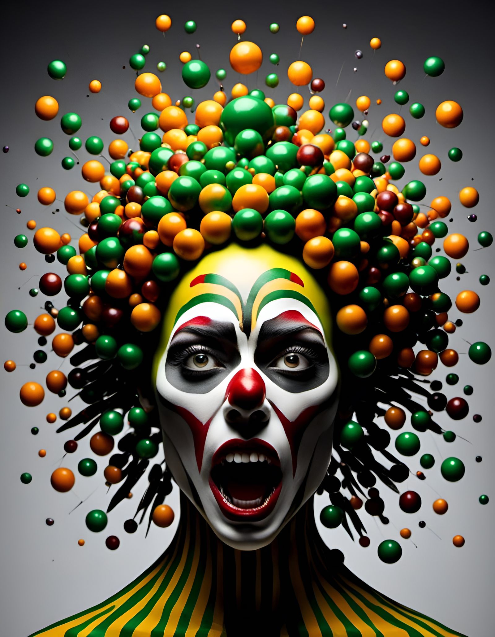 Radiant Clown Portrait in Vibrant Toyism Style