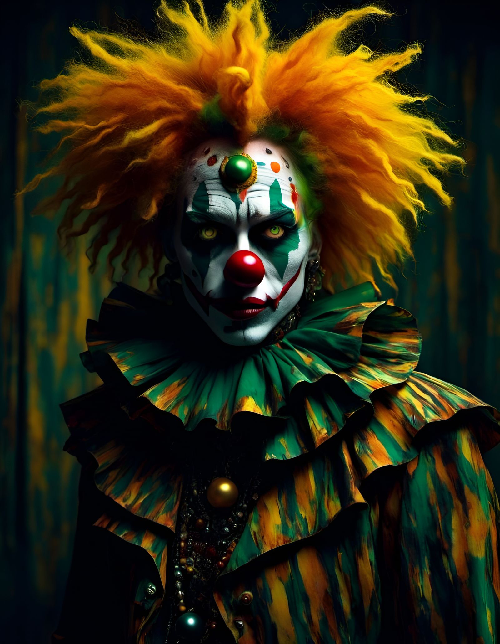Radiant Clown Portrait in Toyism Style