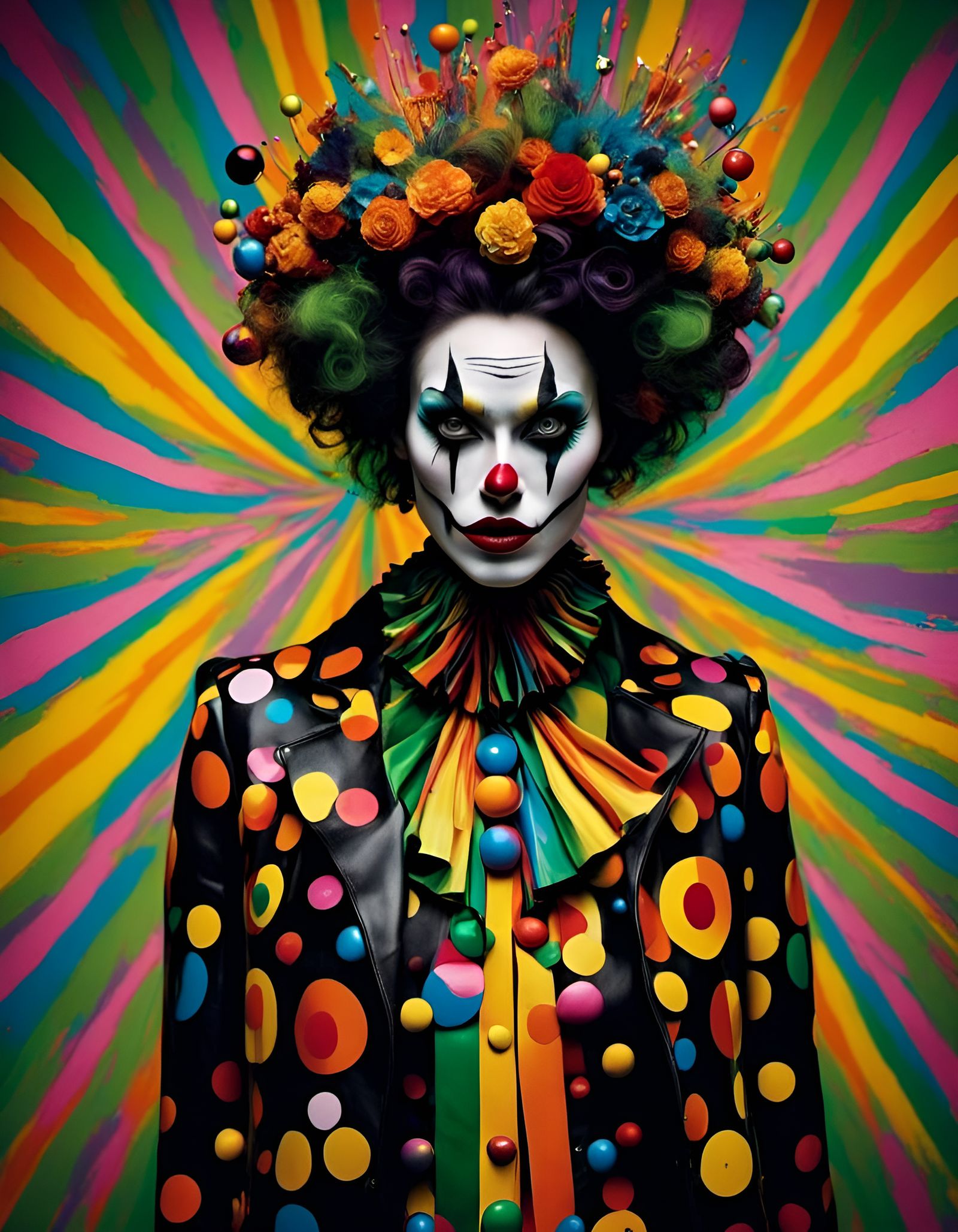 Radiant Clown Photograph in Toyism Style