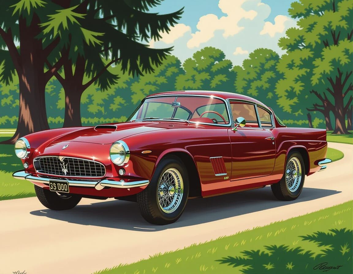 1961 Maserati 3500GT: Hyperrealistic Painting in NC Wyeth St...
