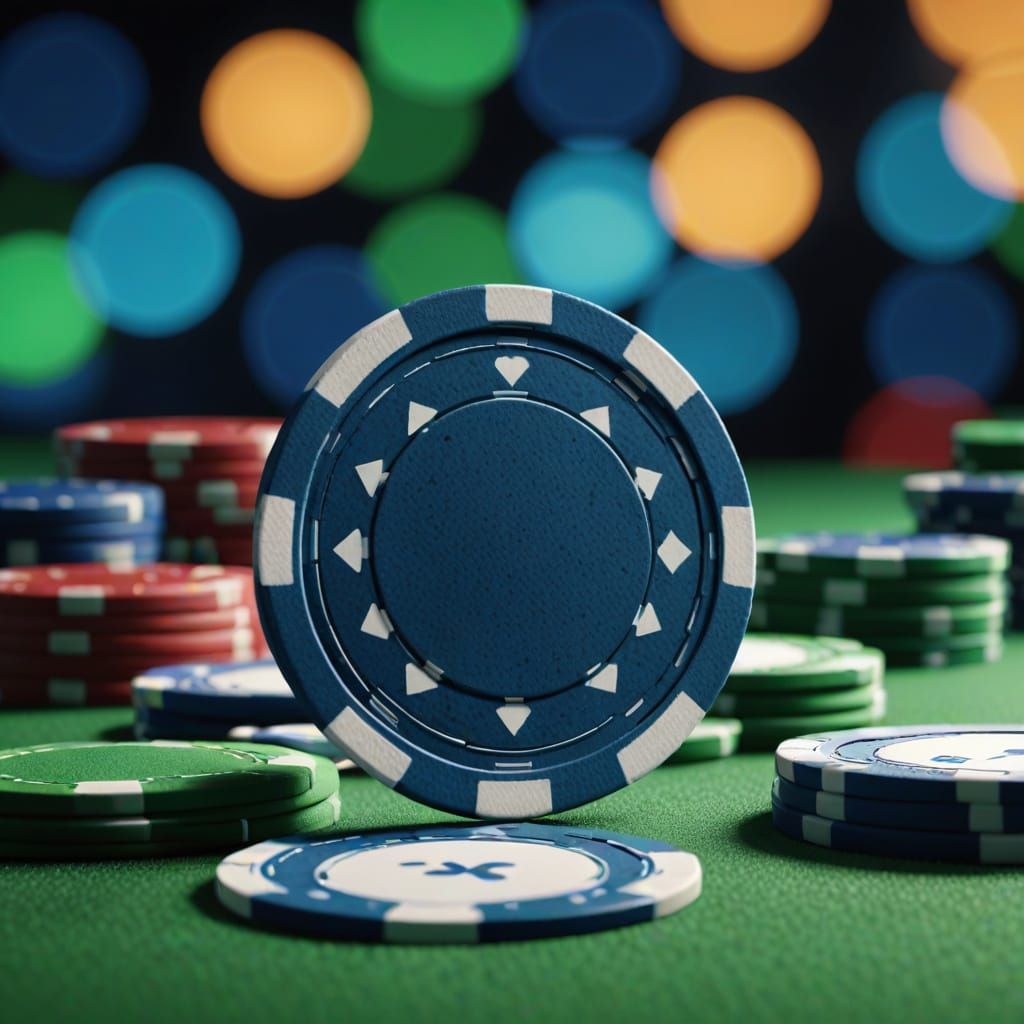 Blue Poker Chip Macro Photography in 4K Resolution