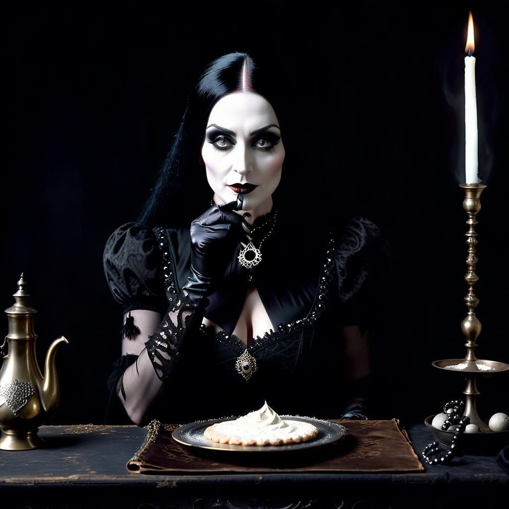 Morticia Addams in Haunting Gothic Elegance