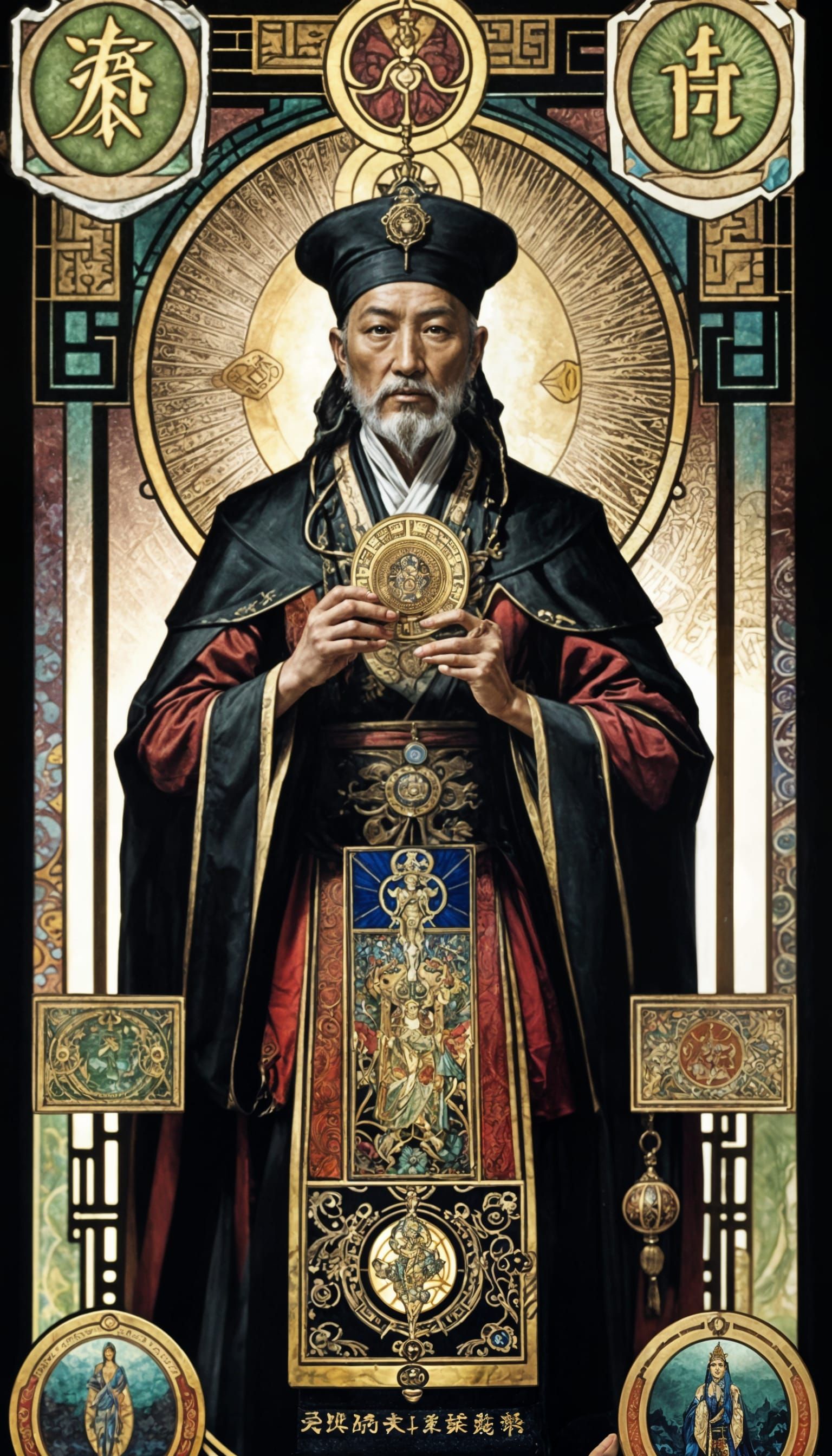 Hierophant Tarot Card in Art Nouveau Style