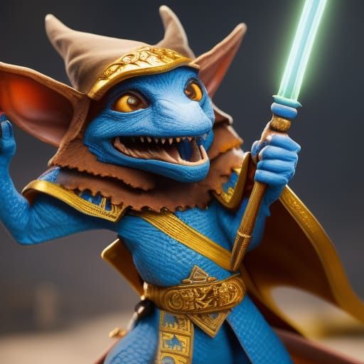 Joyful Kobold Wizard in Detailed Matte Painting